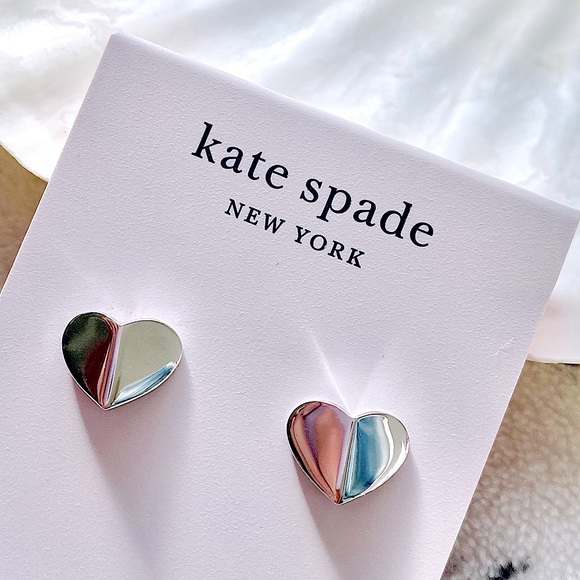 Kate Spade Silver Heritage Heart Stud Earrings